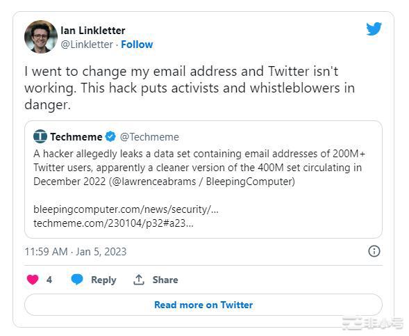 Twitter数据泄露：黑客窃取2亿用户的私人信息