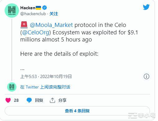 MoolaMarket攻击者返回近900万美元的被利用资金