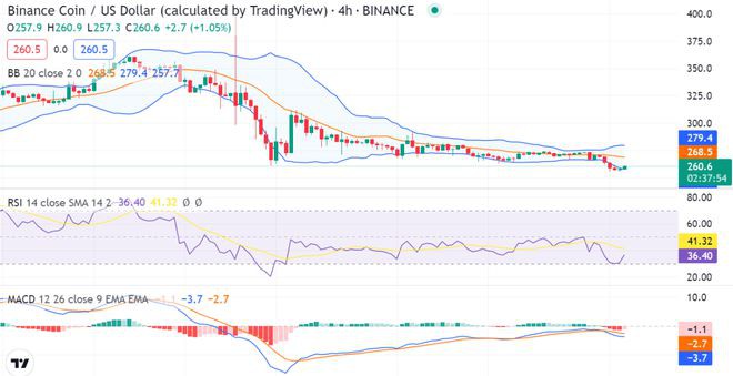 币安币价格分析：随着价格跌至258美元空头维持下跌趋势