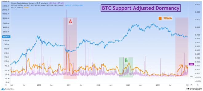 由于链上读数表明BTC价格进一步下跌持有人将更加痛苦