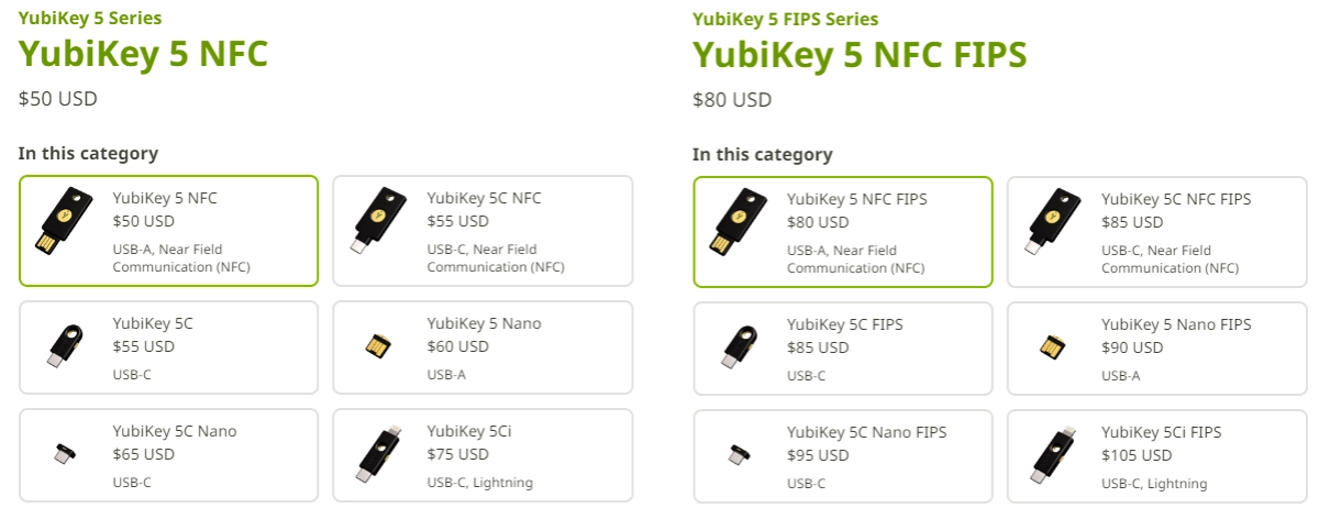YUBIKEY5与YUBIKEY5FIPS探索差异币法典